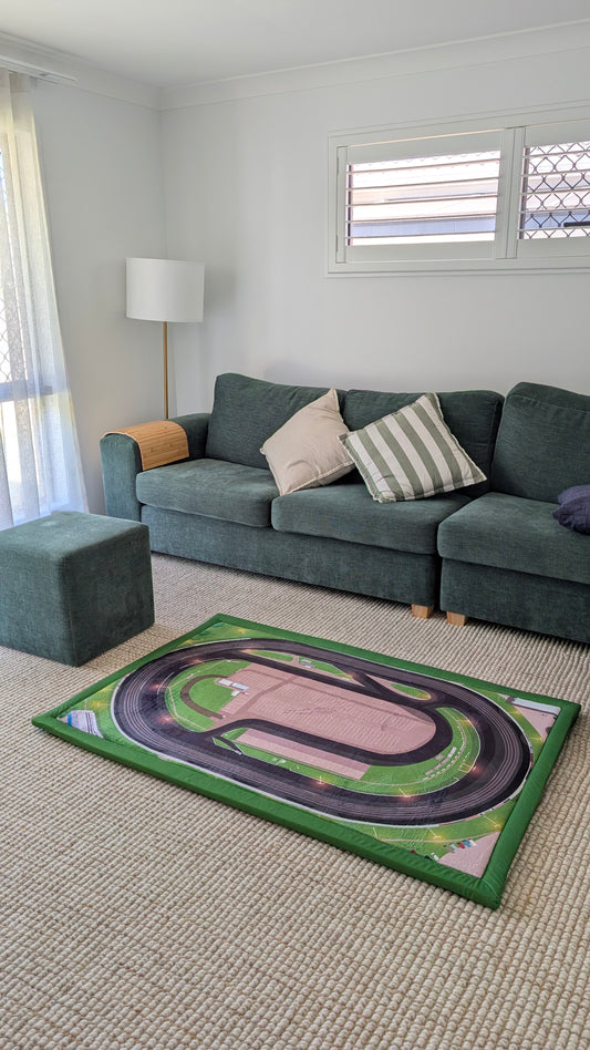 small speedway mat for kids bedroom play space