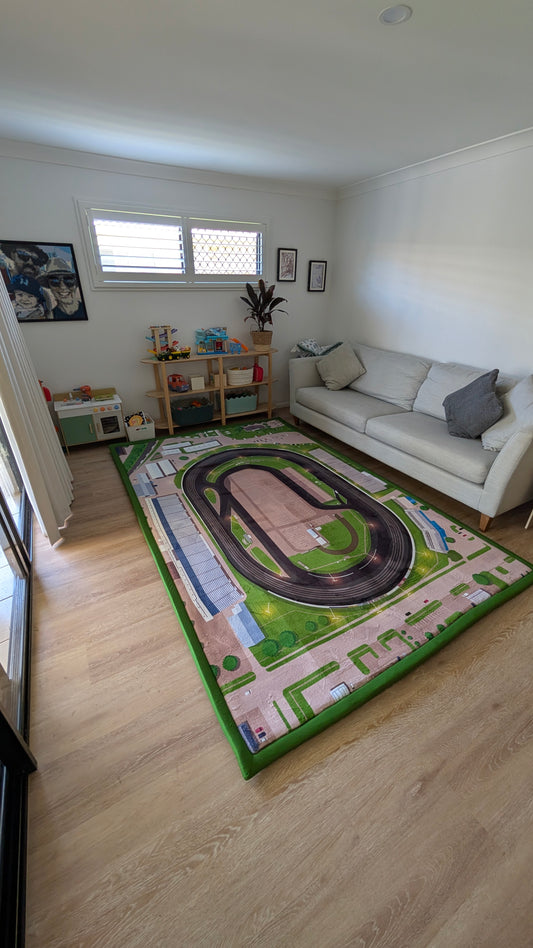 Safe and soft race track mat for children